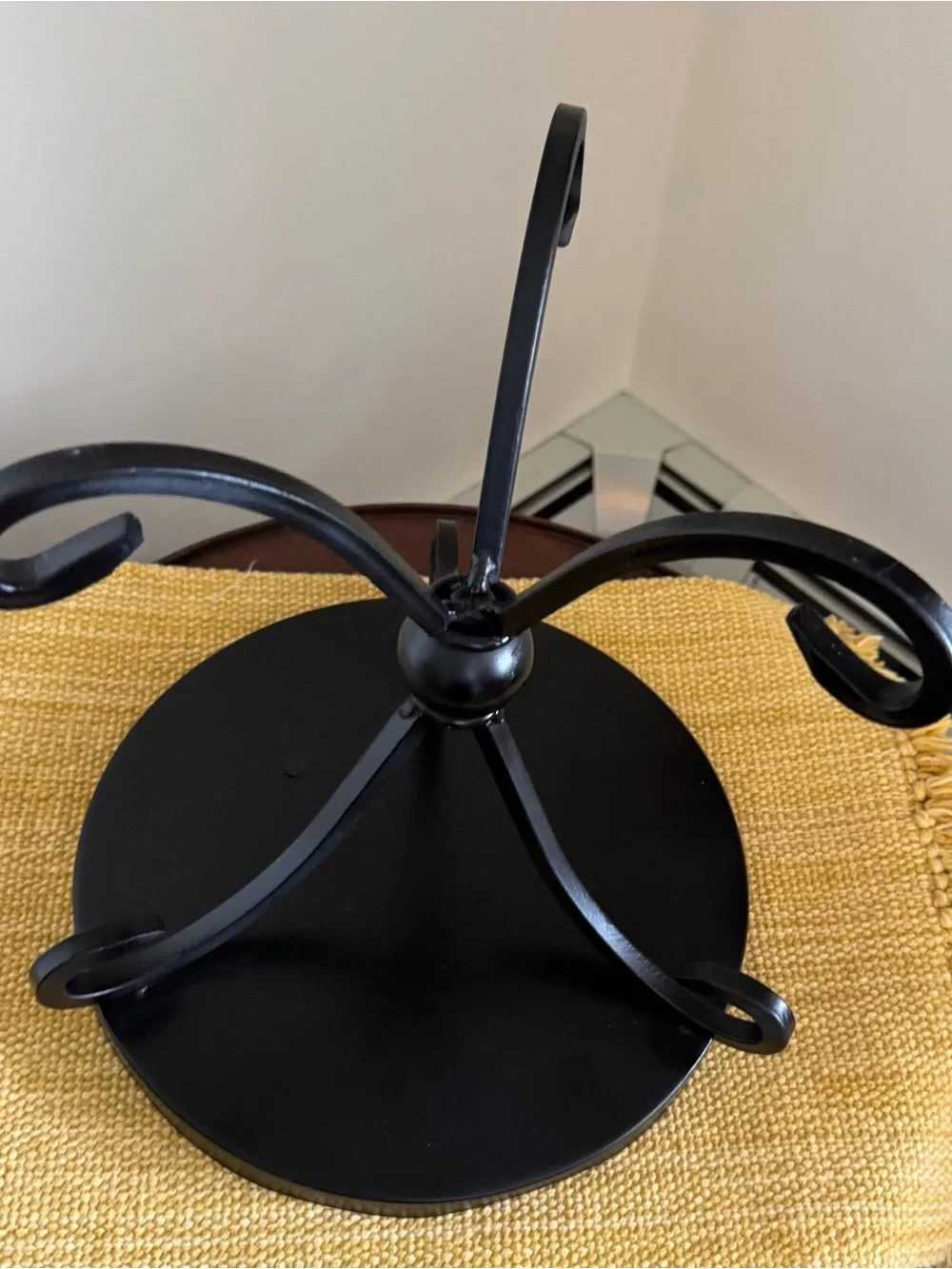Black Wrought Iron and Metal Plant Stand